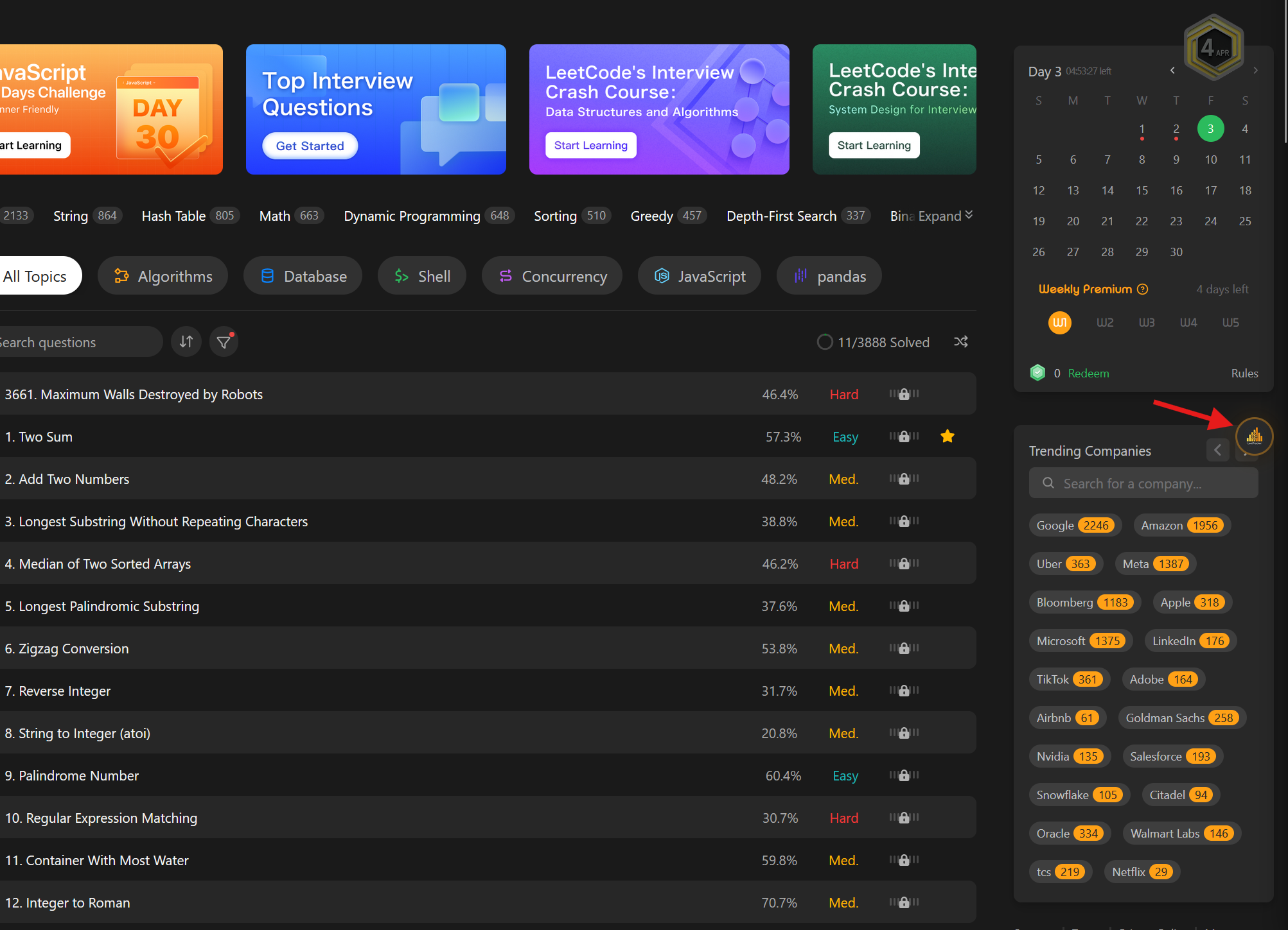 Extension panel with expanded data